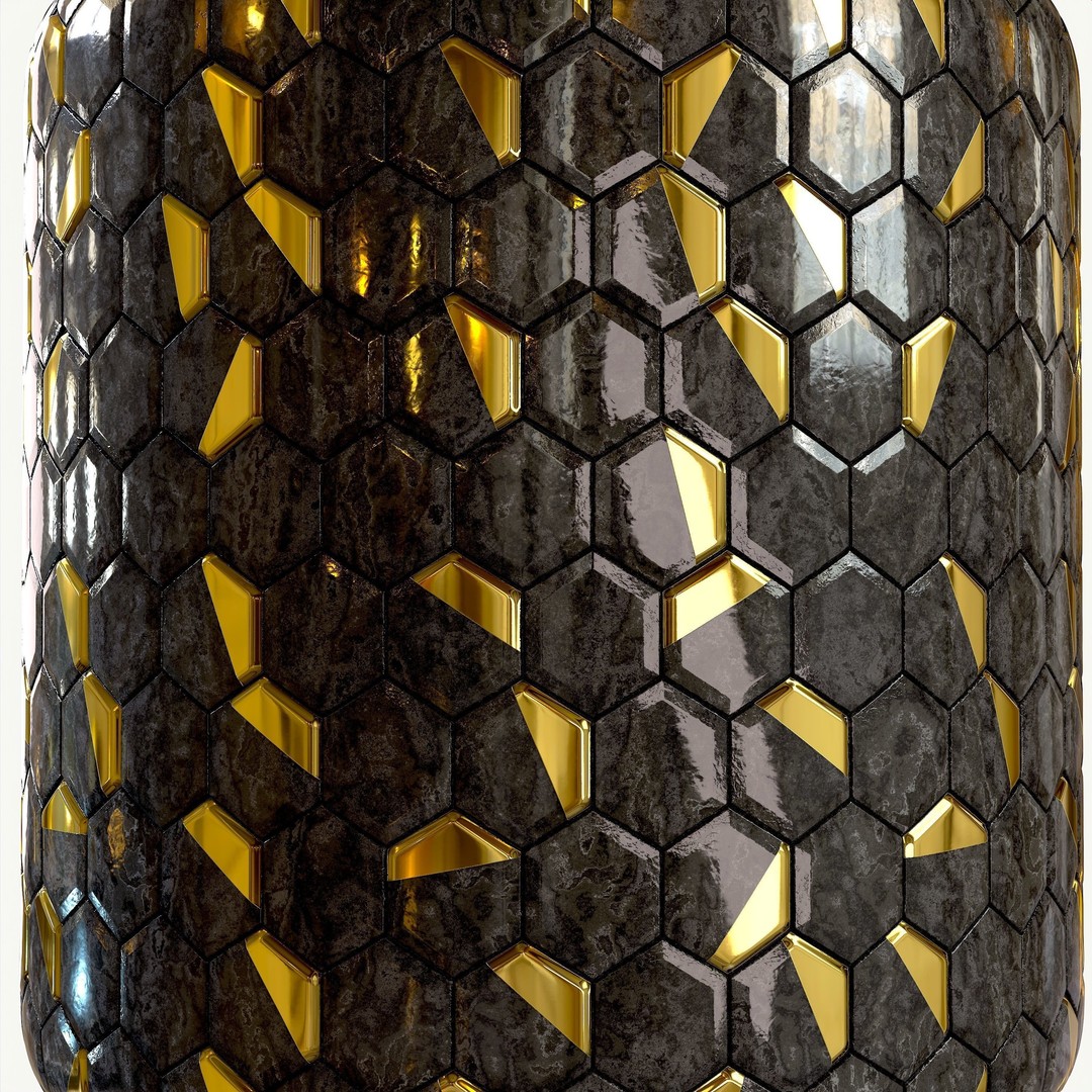 Steel and Marble Tile 3D Model – PBR Texture for Architectural Use - View 10
