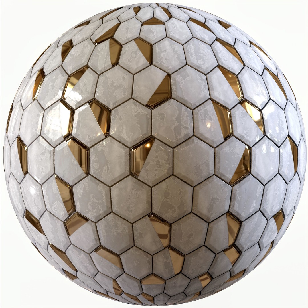 Steel and Marble Tile 3D Model – PBR Texture for Architectural Use - View 11