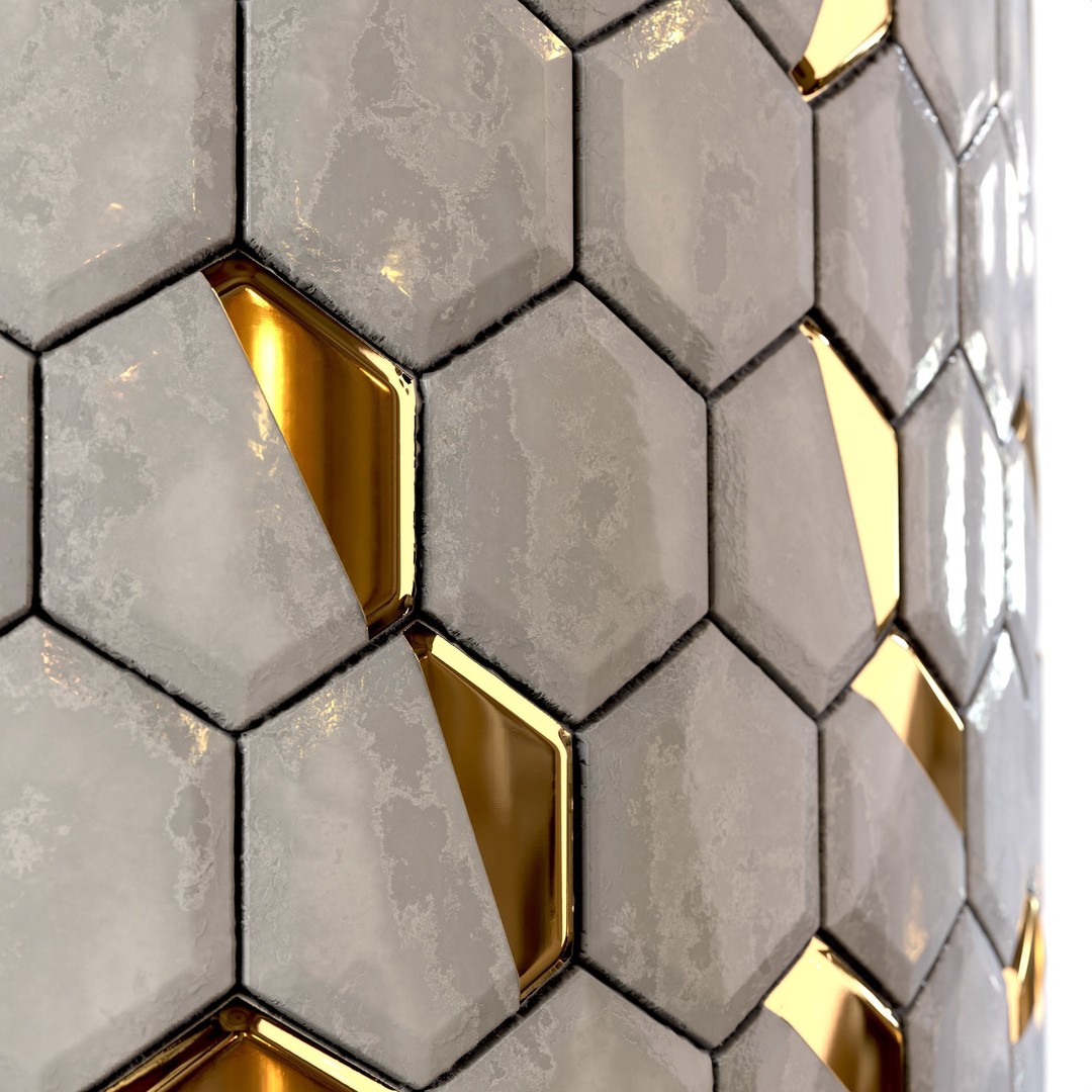 Steel and Marble Tile 3D Model – PBR Texture for Architectural Use - View 13