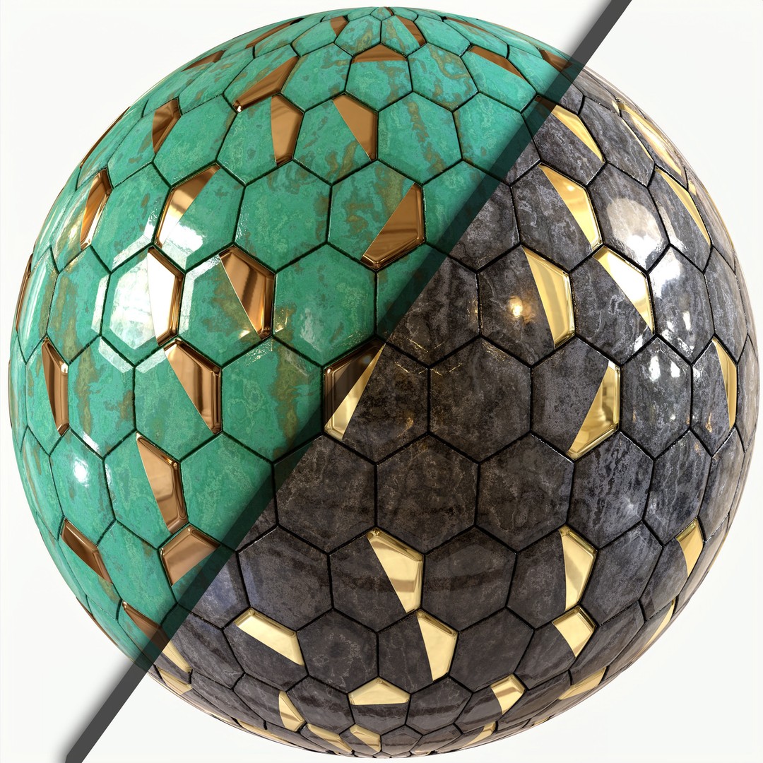 Steel and Marble Tile 3D Model – PBR Texture for Architectural Use - View 15
