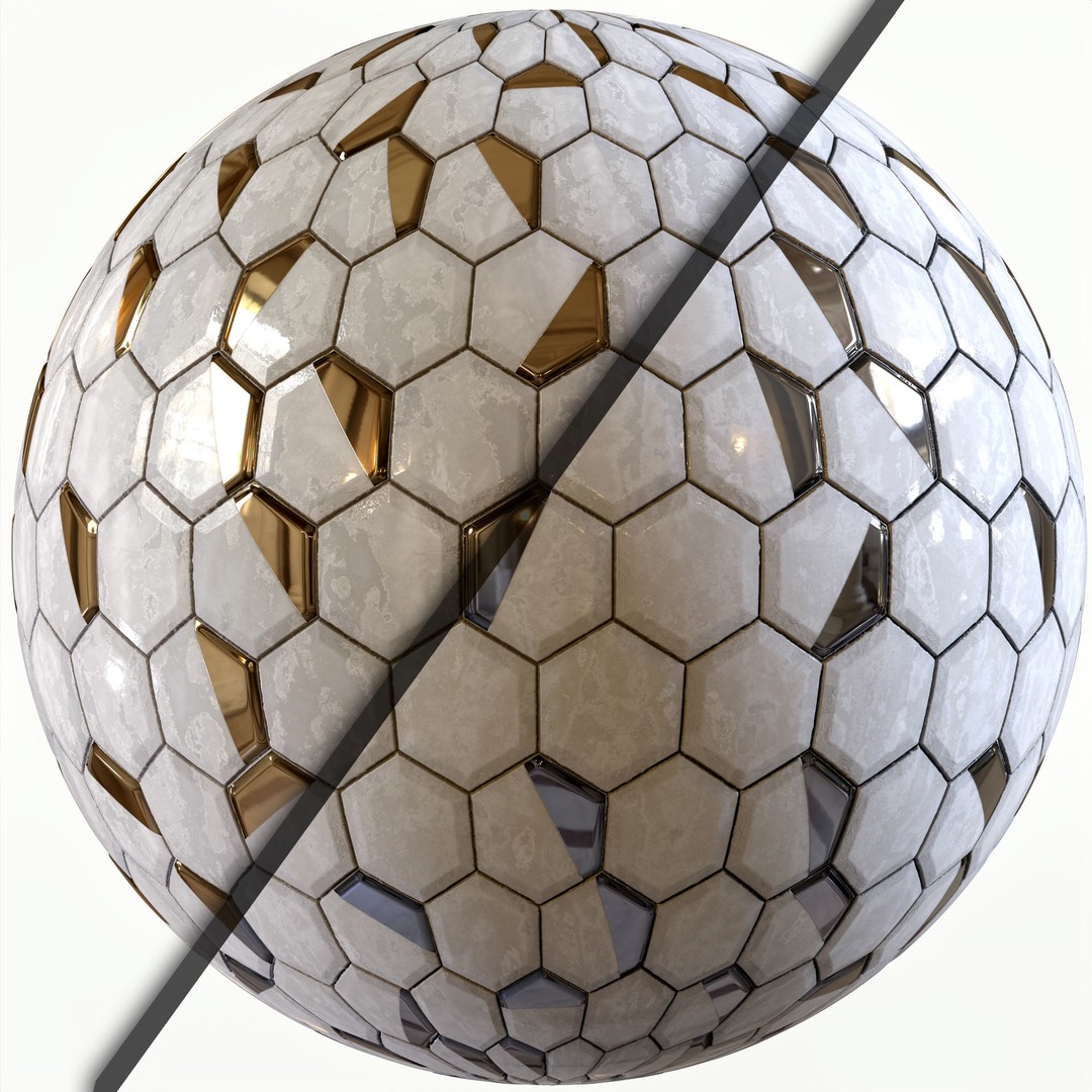 Steel and Marble Tile 3D Model – PBR Texture for Architectural Use - View 4