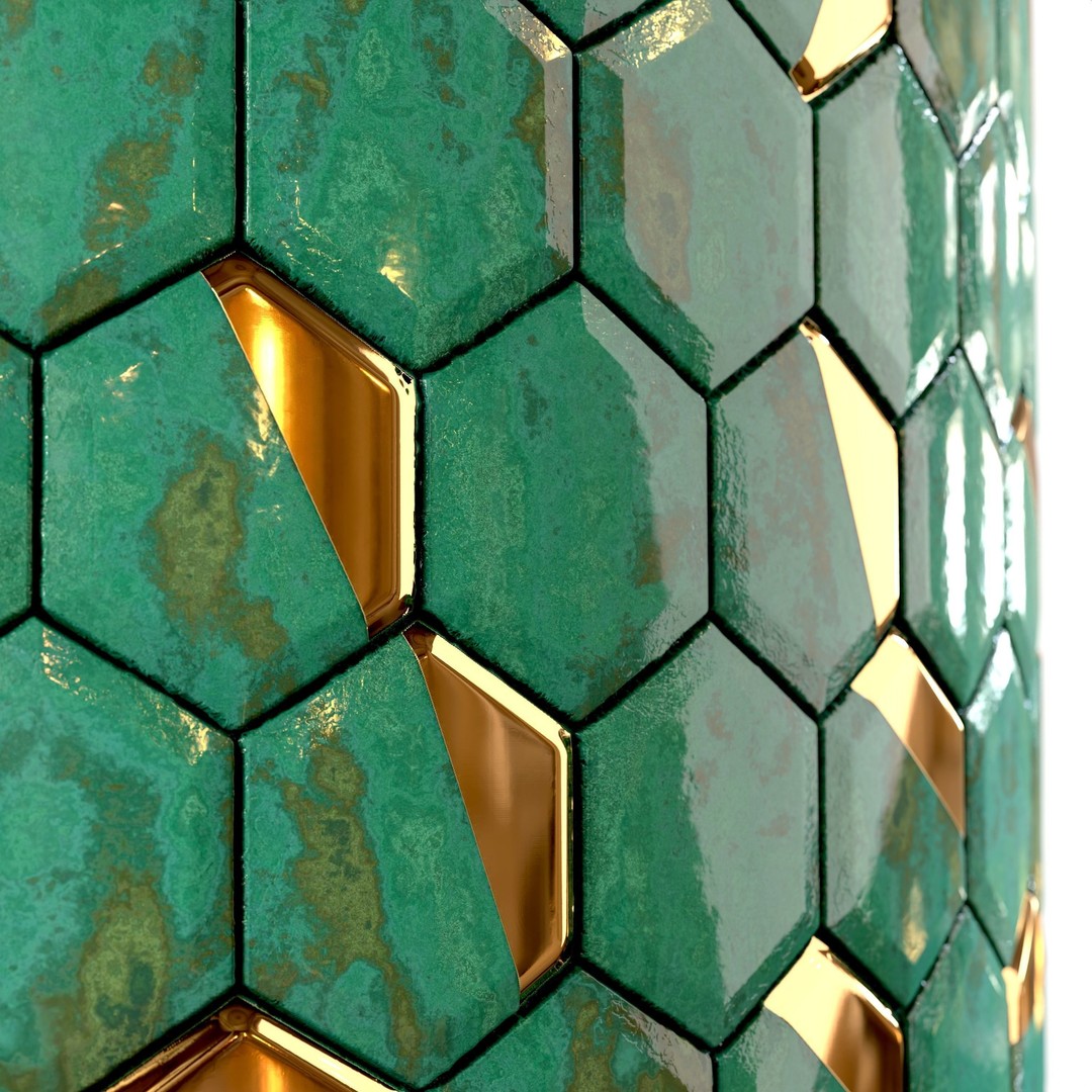Steel and Marble Tile 3D Model – PBR Texture for Architectural Use - View 6