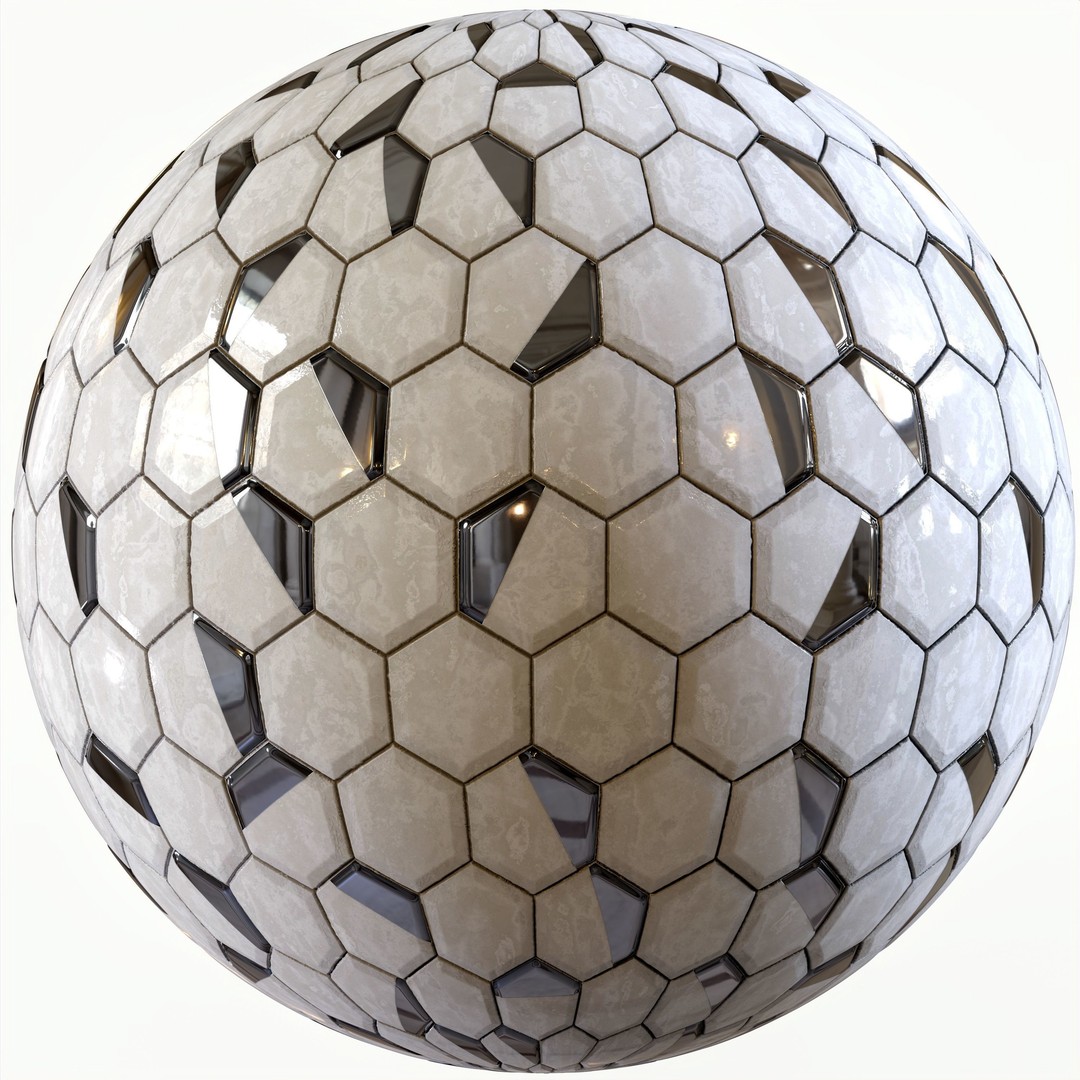 Steel and Marble Tile 3D Model – PBR Texture for Architectural Use - View 7