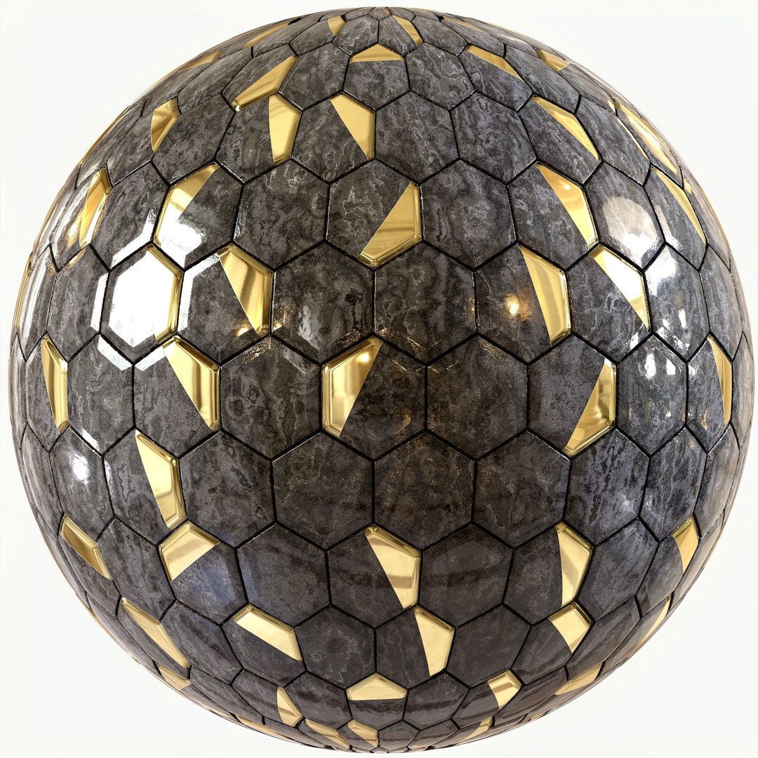 Steel and Marble Tile 3D Model – PBR Texture for Architectural Use - View 8