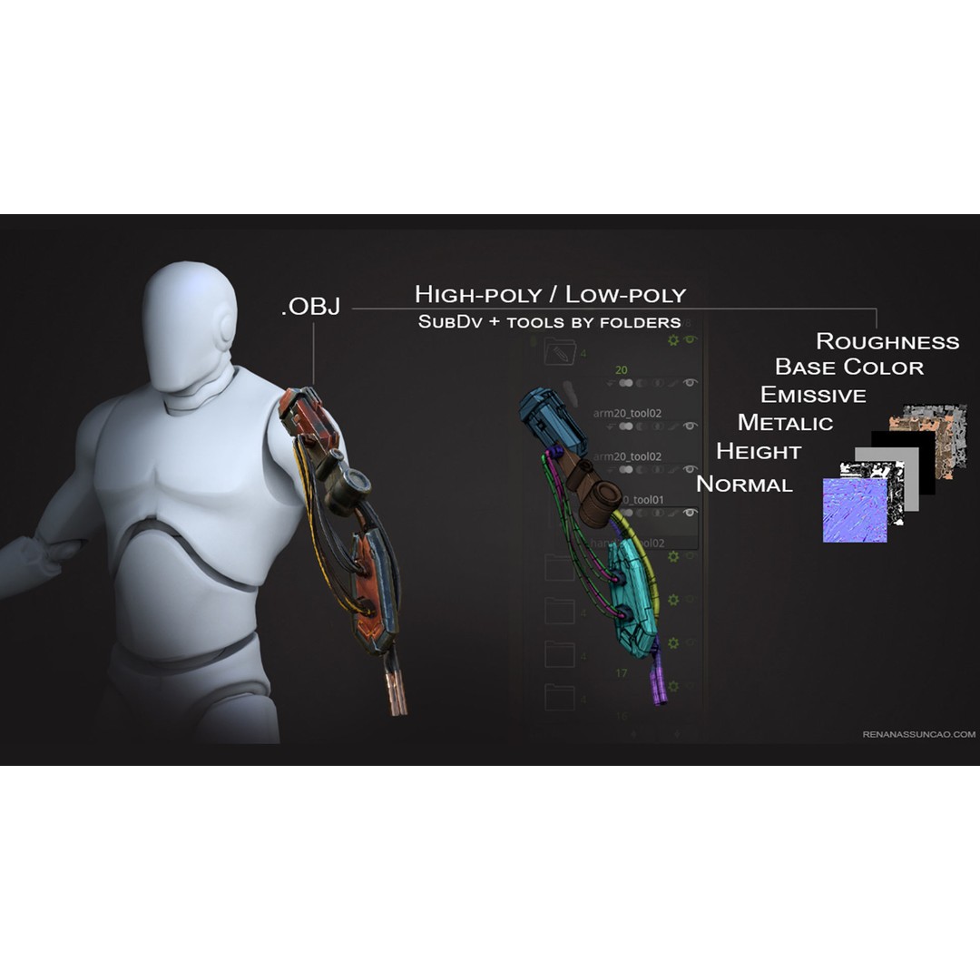 Industrial Arm 3D Model – High Poly PBR Asset for Animation, FBX, OBJ - View 10