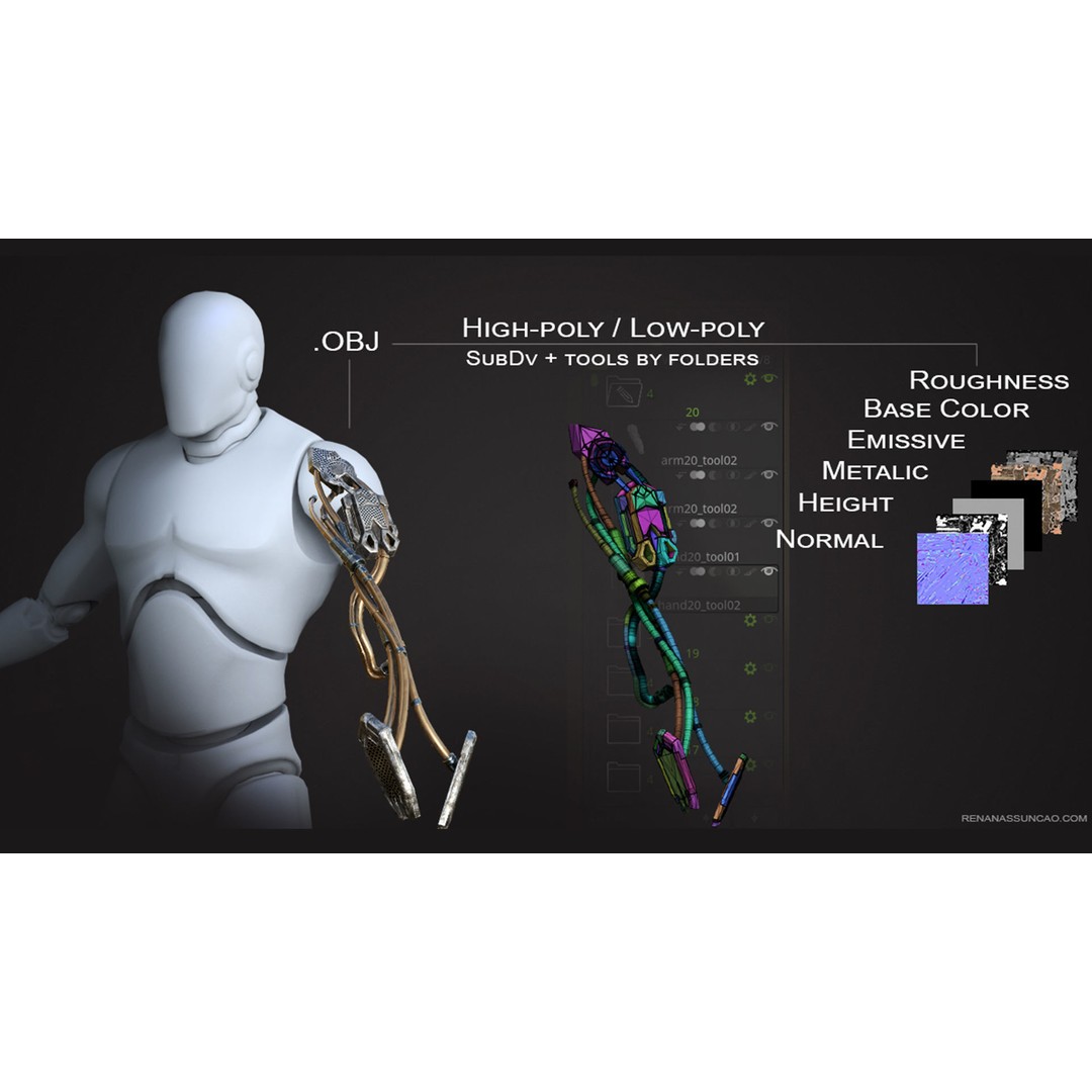 Industrial Arm 3D Model – High Poly PBR Asset for Animation, FBX, OBJ - View 11