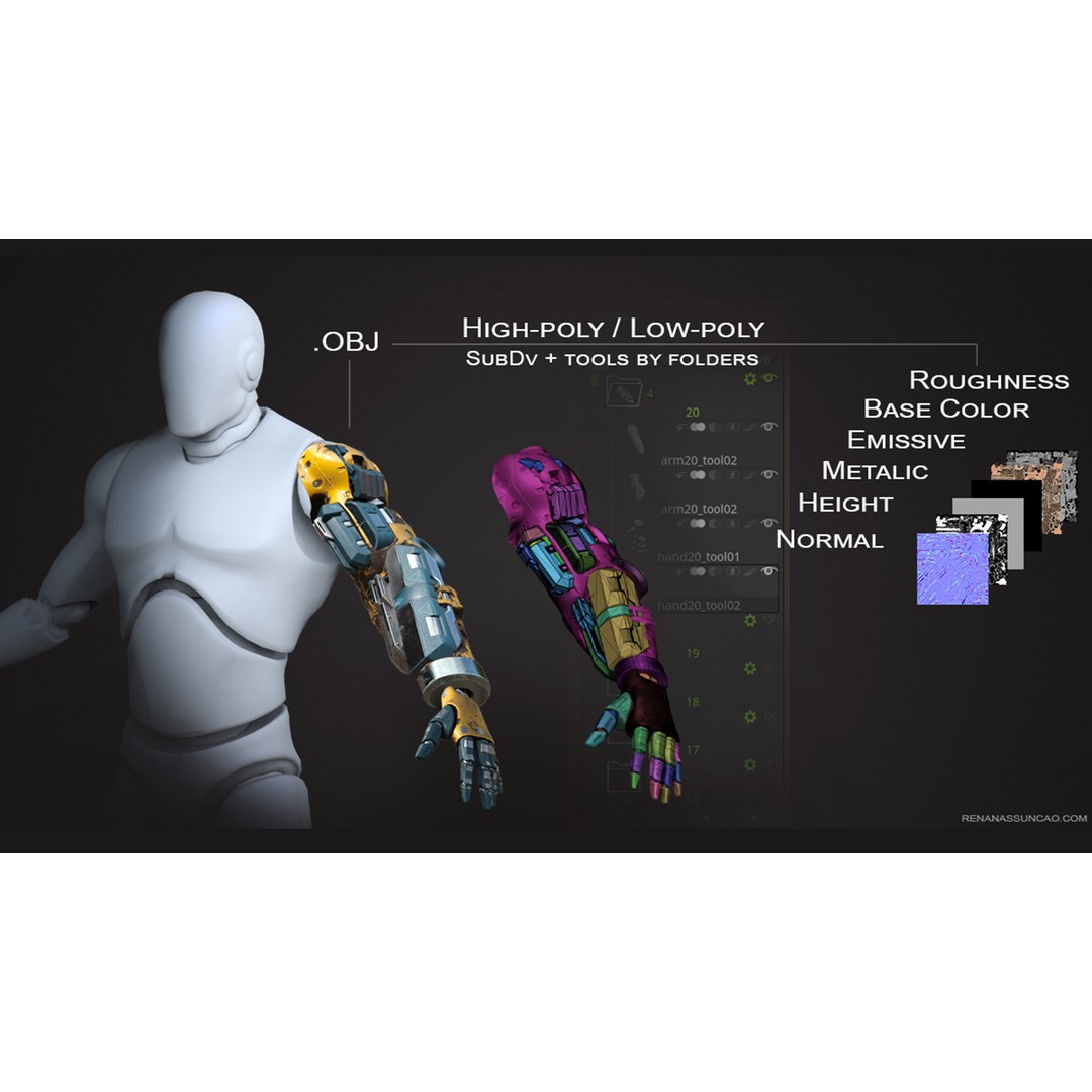 Industrial Arm 3D Model – High Poly PBR Asset for Animation, FBX, OBJ - View 12