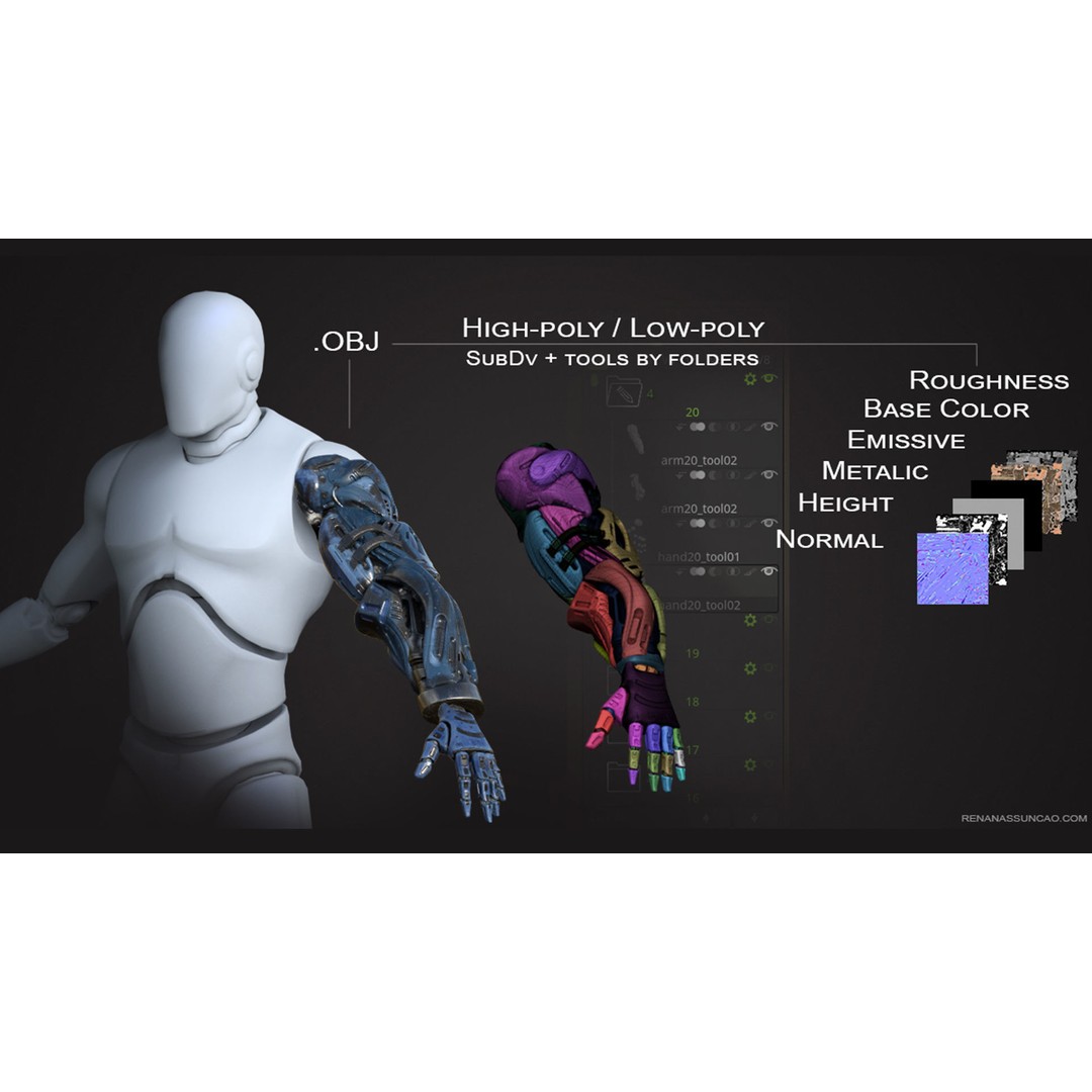 Industrial Arm 3D Model – High Poly PBR Asset for Animation, FBX, OBJ - View 13