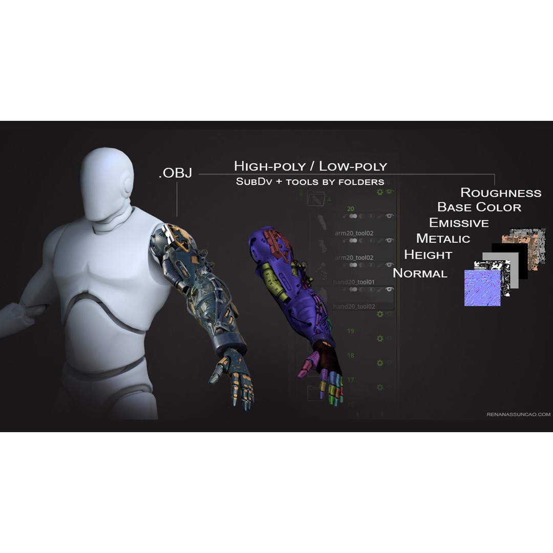 Industrial Arm 3D Model – High Poly PBR Asset for Animation, FBX, OBJ - View 14