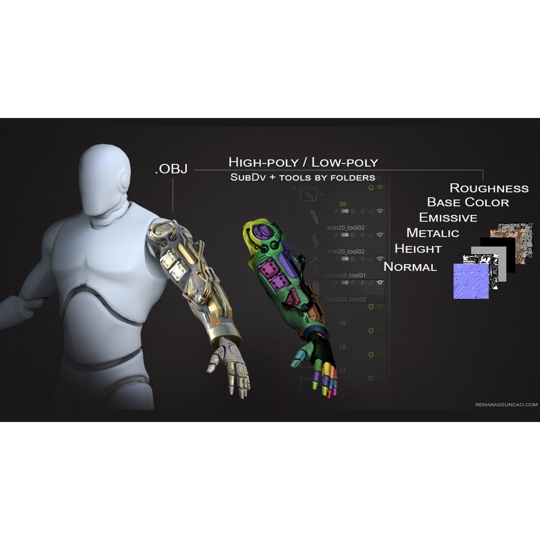 Industrial Arm 3D Model – High Poly PBR Asset for Animation, FBX, OBJ - View 16