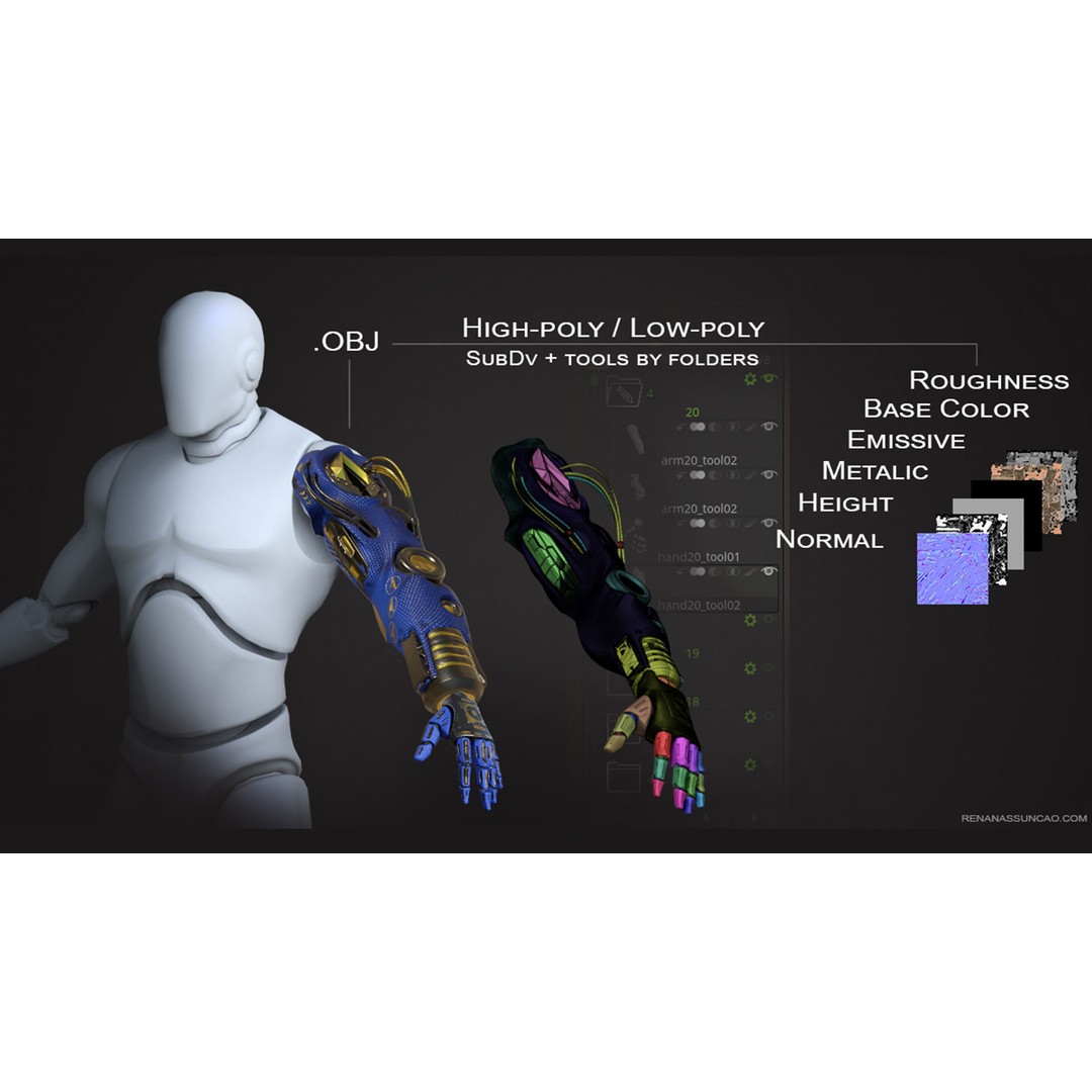 Industrial Arm 3D Model – High Poly PBR Asset for Animation, FBX, OBJ - View 17