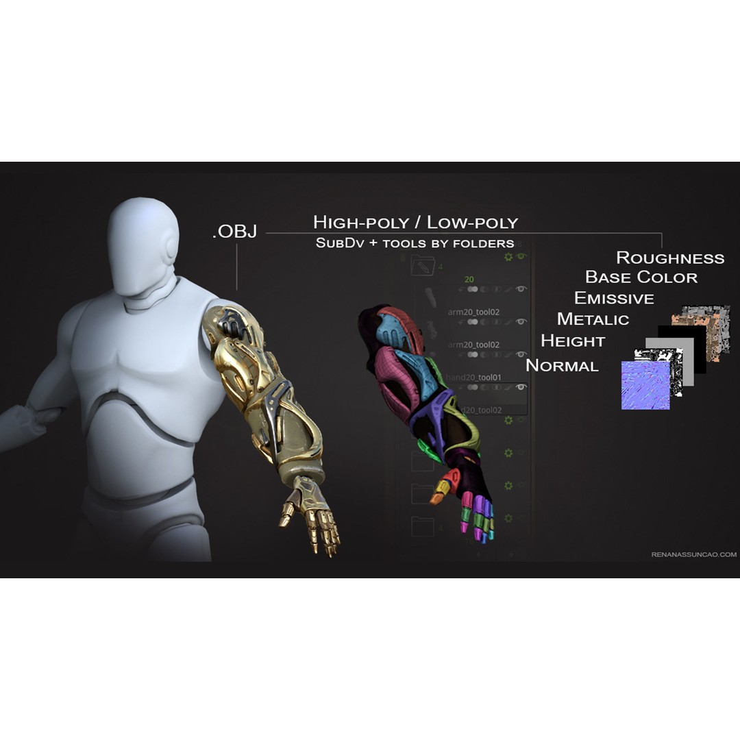 Industrial Arm 3D Model – High Poly PBR Asset for Animation, FBX, OBJ - View 5