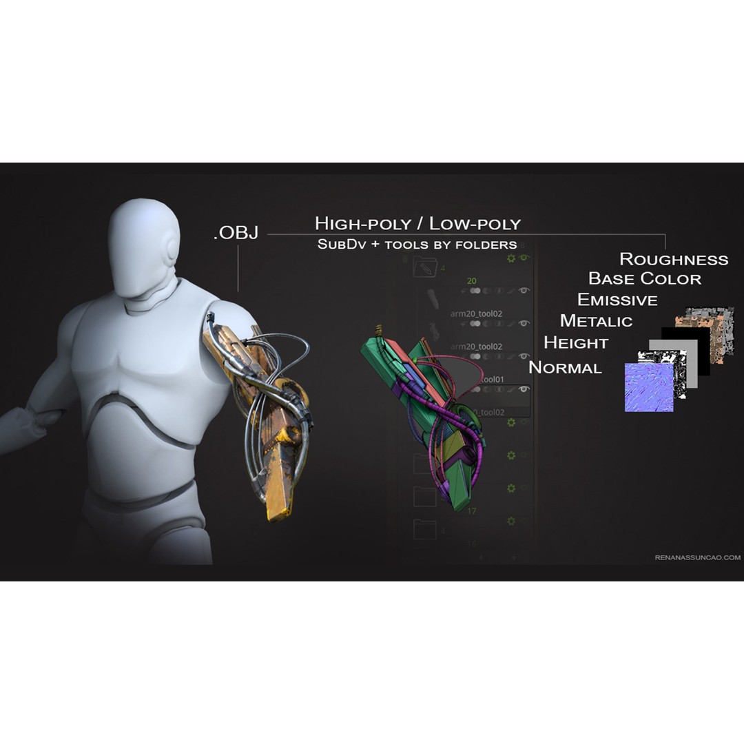 Industrial Arm 3D Model – High Poly PBR Asset for Animation, FBX, OBJ - View 9