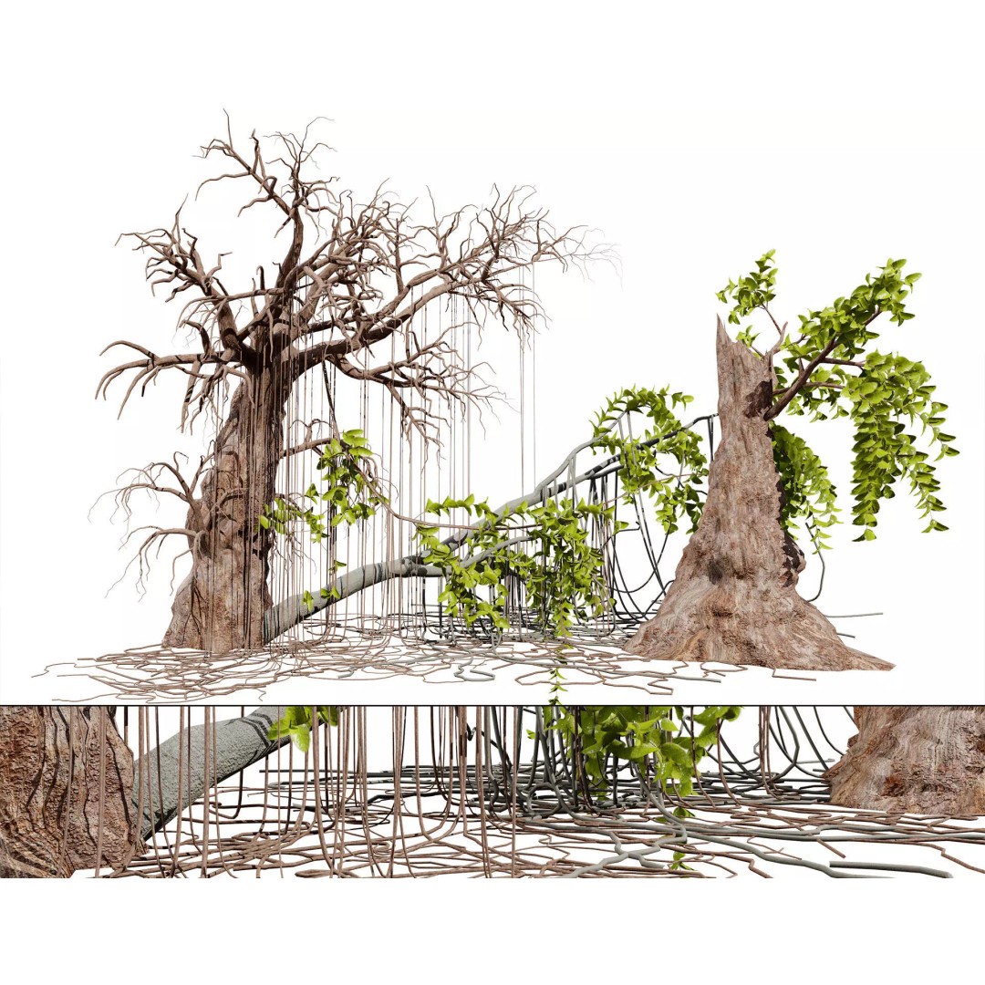 Tarzan Tree 3D Model – Low Poly Jungle Asset, FBX, PBR Textures - View 2