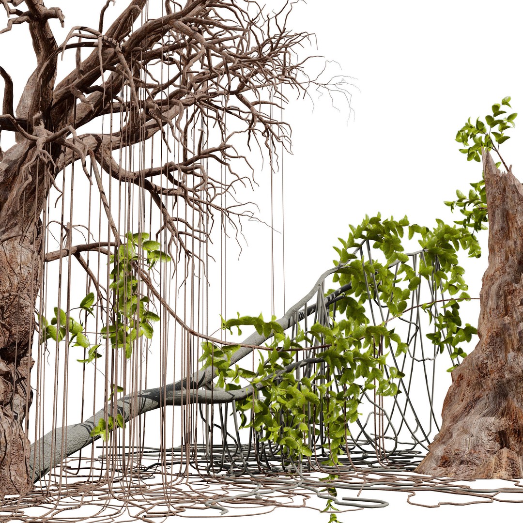 Tarzan Tree 3D Model – Low Poly Jungle Asset, FBX, PBR Textures - View 3