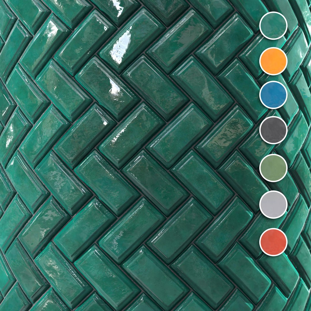 Kitchen Glaze Tile PBR Texture 3D Model – 7 Colors, OBJ/MTL - View 2