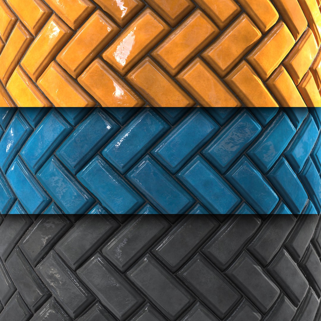Kitchen Glaze Tile PBR Texture 3D Model – 7 Colors, OBJ/MTL - View 4