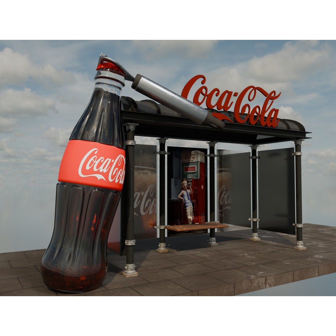 Coca-Cola Bus Station 3D Model – Realistic Urban Prop, FBX, Blender - View 12