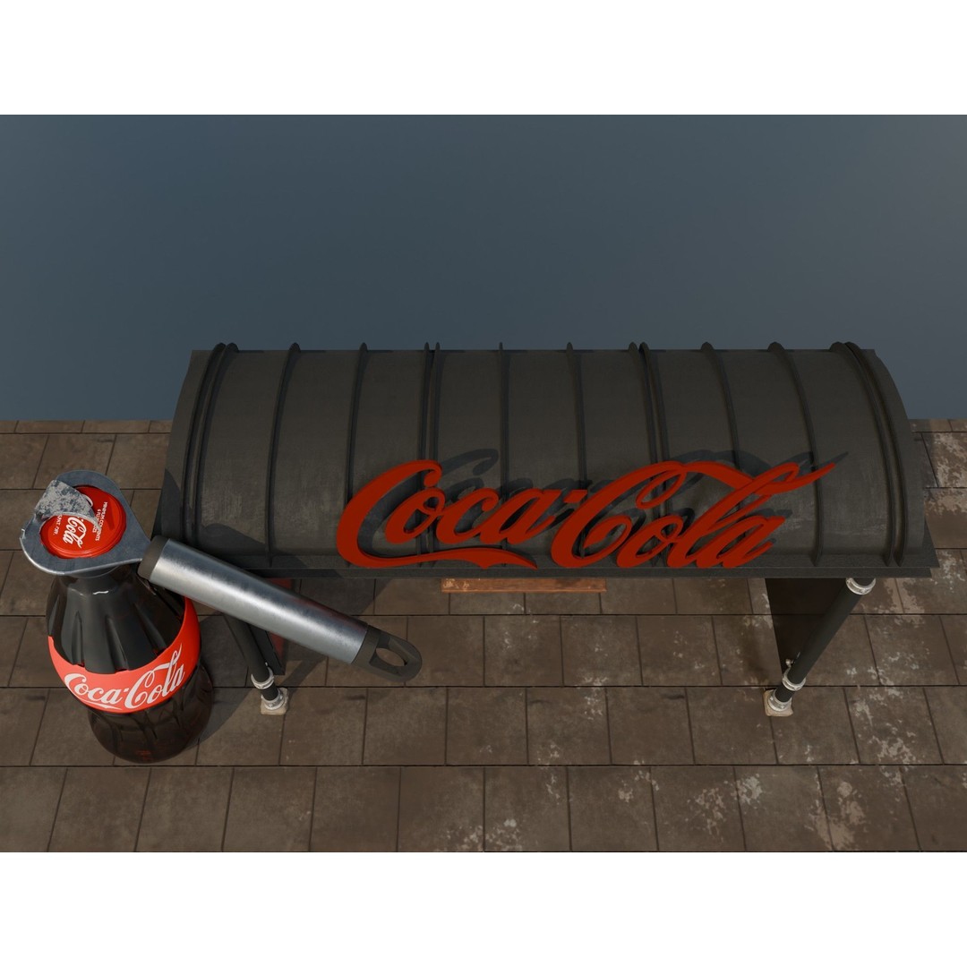Coca-Cola Bus Station 3D Model – Realistic Urban Prop, FBX, Blender - View 13