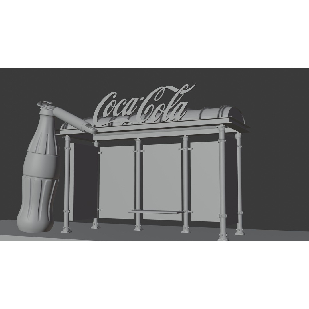 Coca-Cola Bus Station 3D Model – Realistic Urban Prop, FBX, Blender - View 14