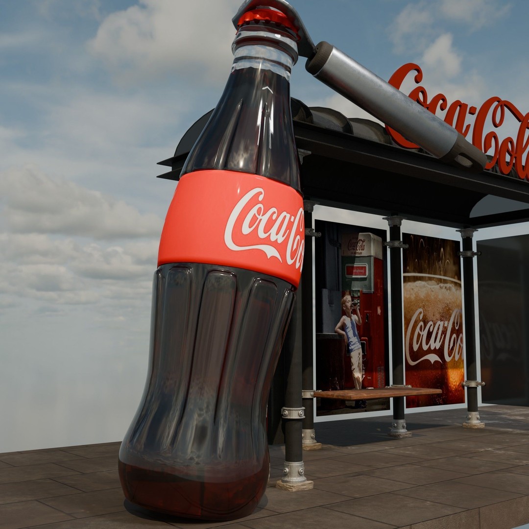 Coca-Cola Bus Station 3D Model – Realistic Urban Prop, FBX, Blender - View 15