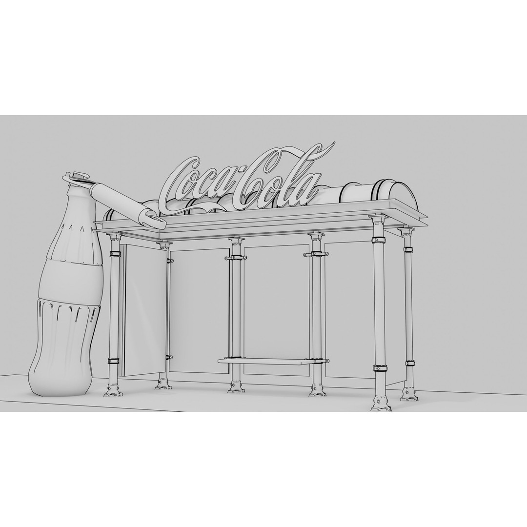 Coca-Cola Bus Station 3D Model – Realistic Urban Prop, FBX, Blender - View 18