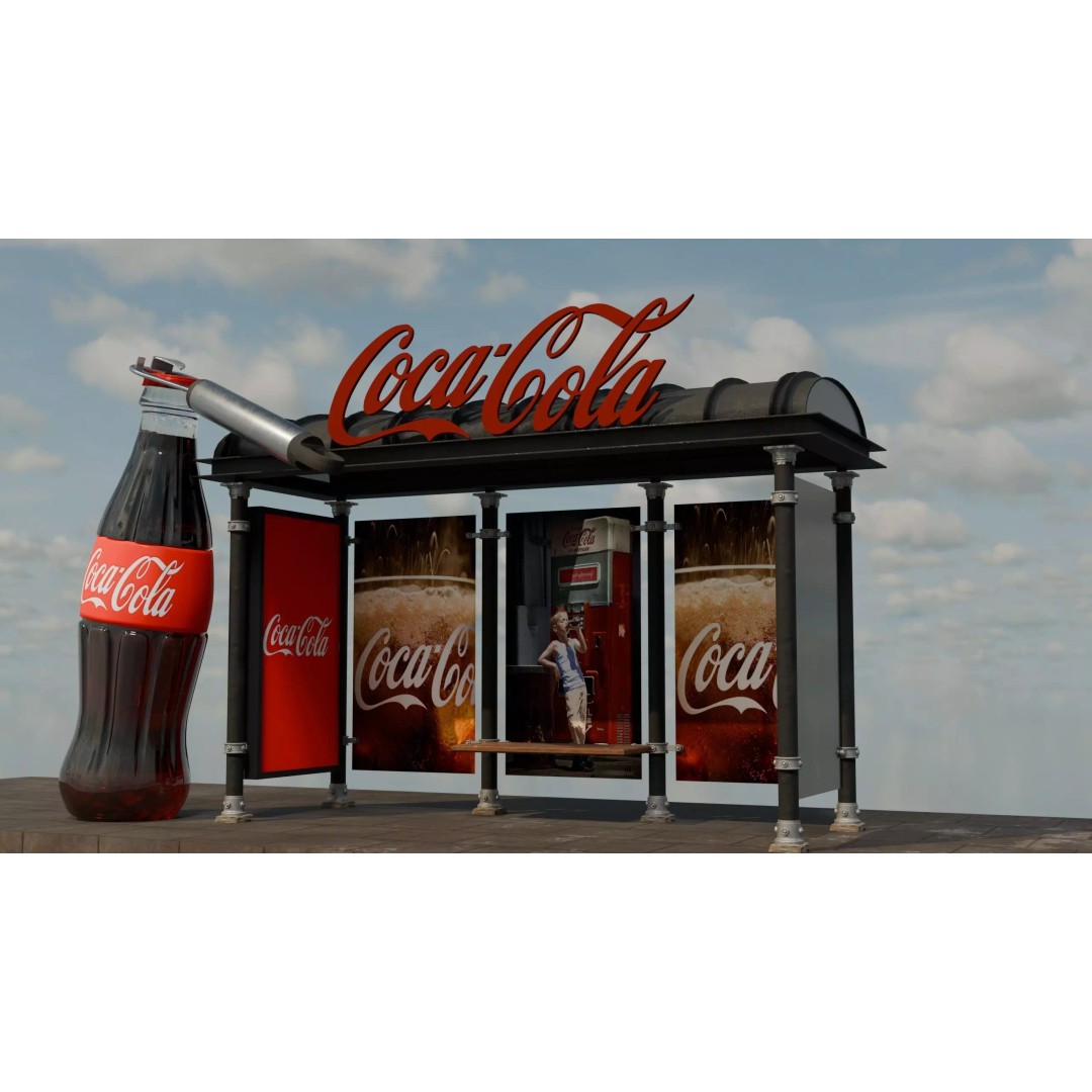 Coca-Cola Bus Station 3D Model – Realistic Urban Prop, FBX, Blender - View 2