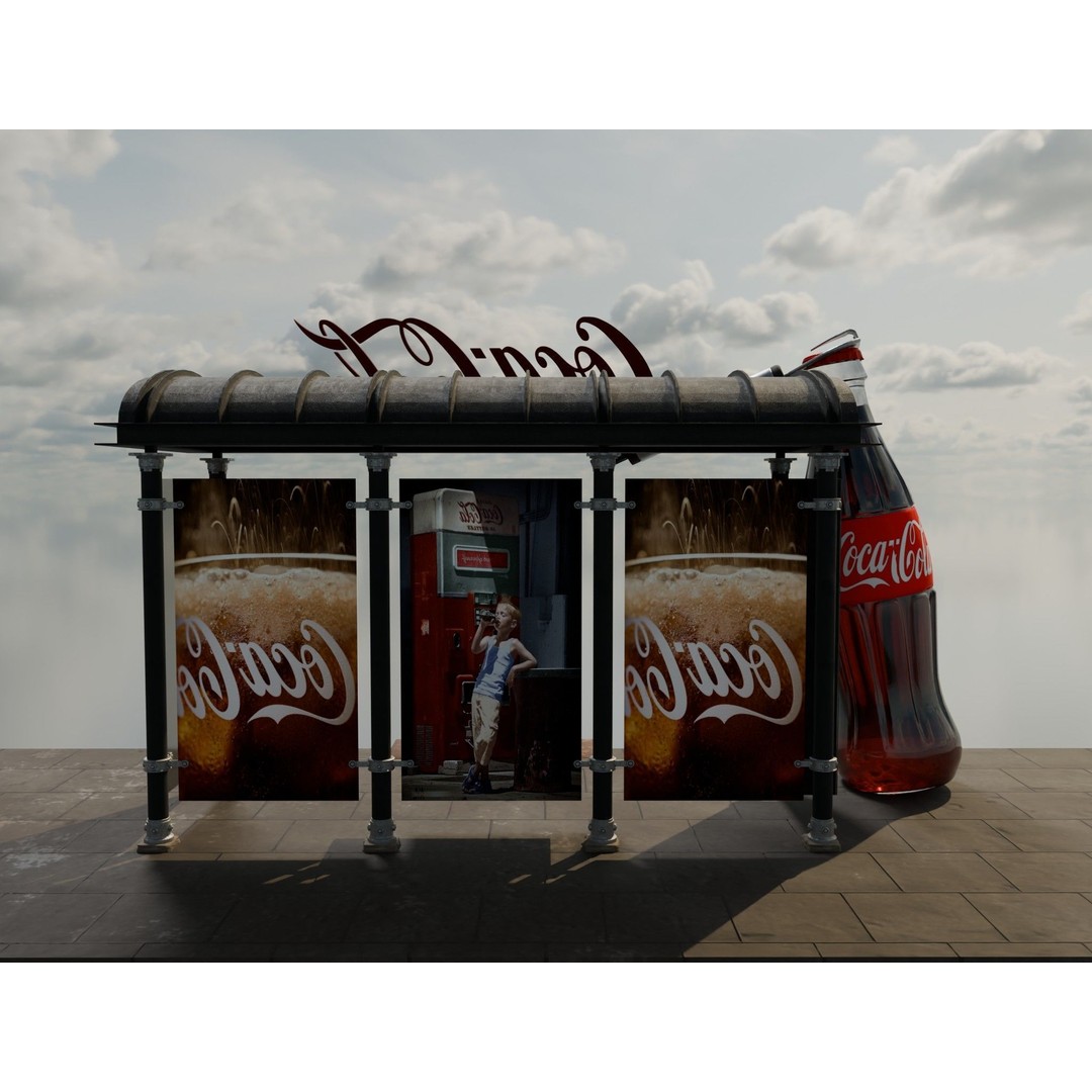 Coca-Cola Bus Station 3D Model – Realistic Urban Prop, FBX, Blender - View 4