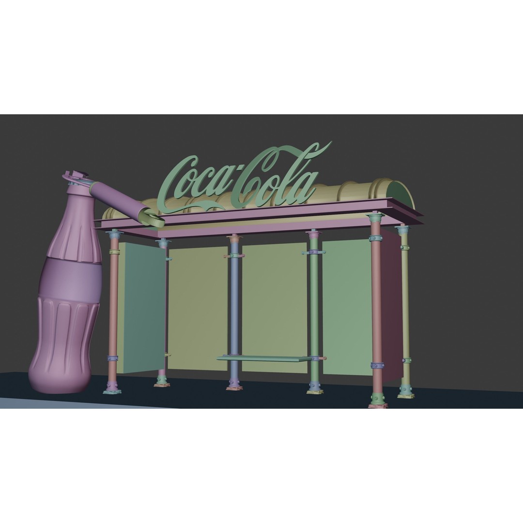 Coca-Cola Bus Station 3D Model – Realistic Urban Prop, FBX, Blender - View 5