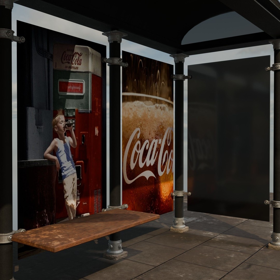 Coca-Cola Bus Station 3D Model – Realistic Urban Prop, FBX, Blender - View 6
