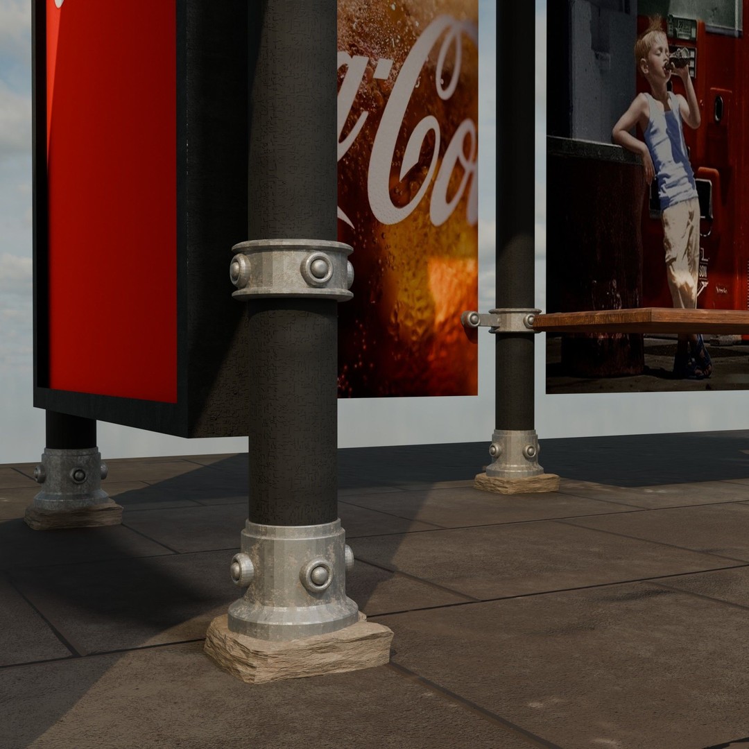 Coca-Cola Bus Station 3D Model – Realistic Urban Prop, FBX, Blender - View 7