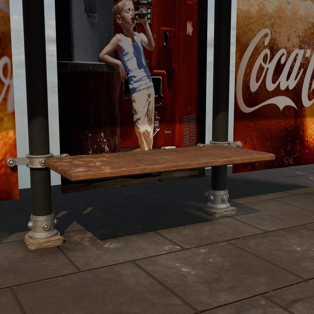 Coca-Cola Bus Station 3D Model – Realistic Urban Prop, FBX, Blender - View 8