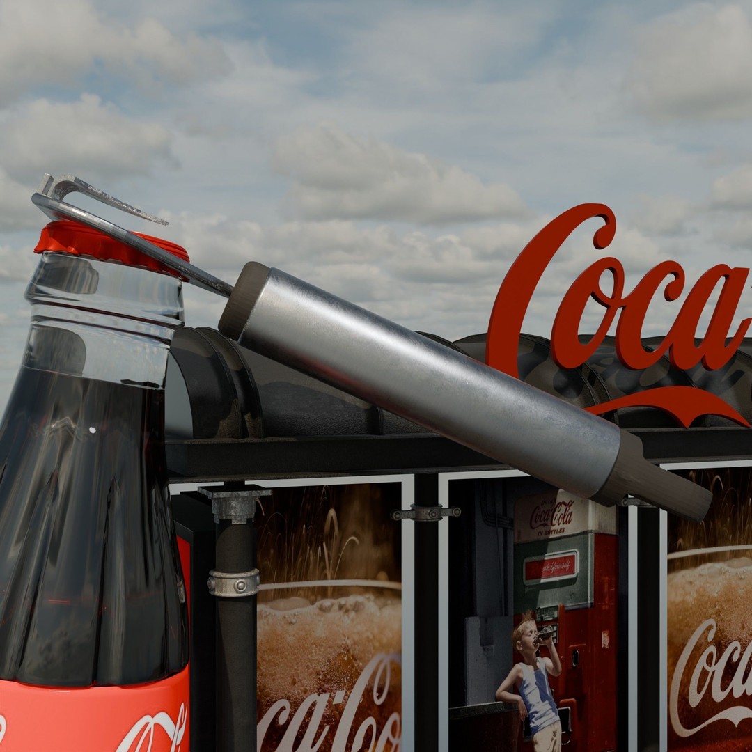 Coca-Cola Bus Station 3D Model – Realistic Urban Prop, FBX, Blender - View 9