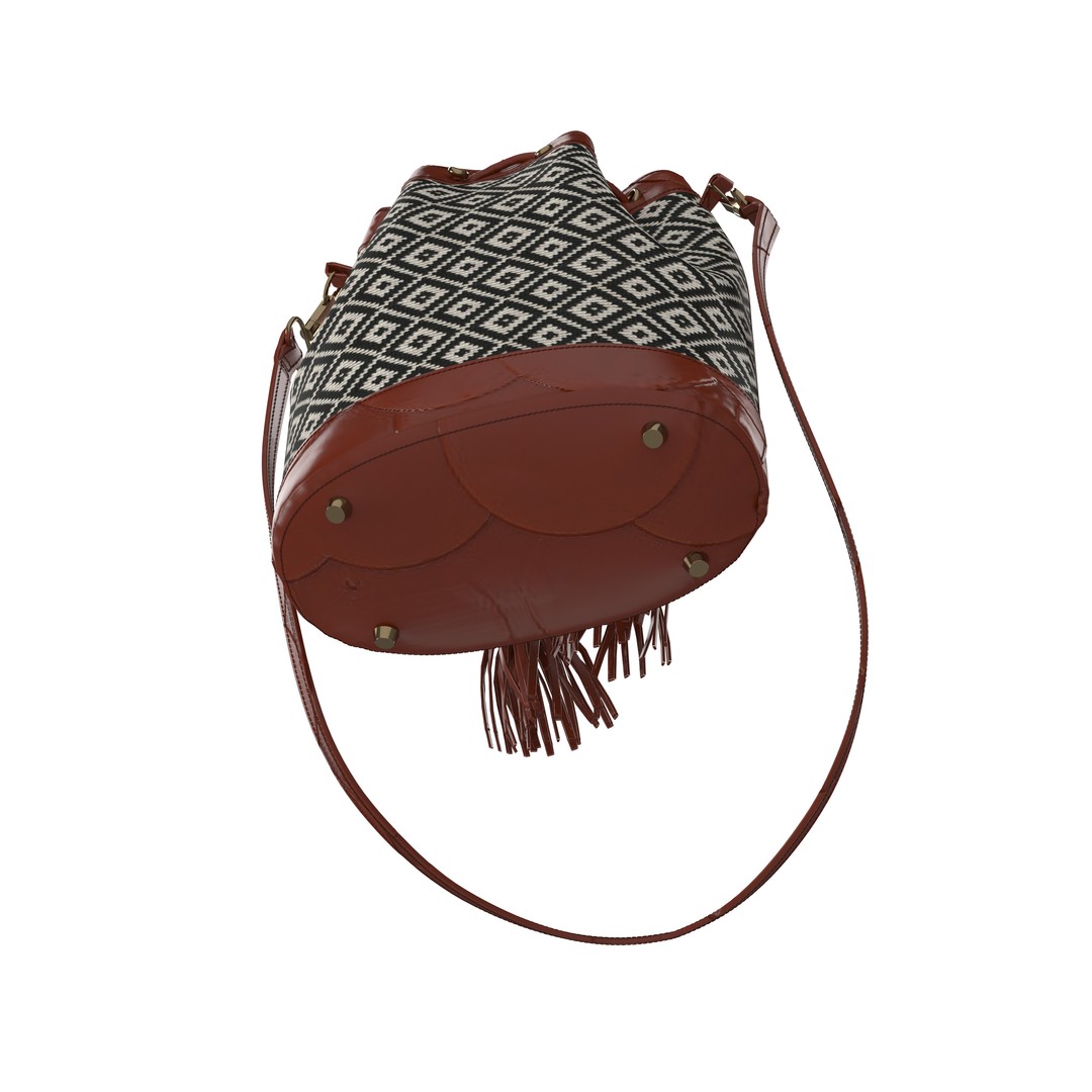 Brown Leather Bucket Bag 3D Model – PBR Textures, CLO, FBX, OBJ - View 10