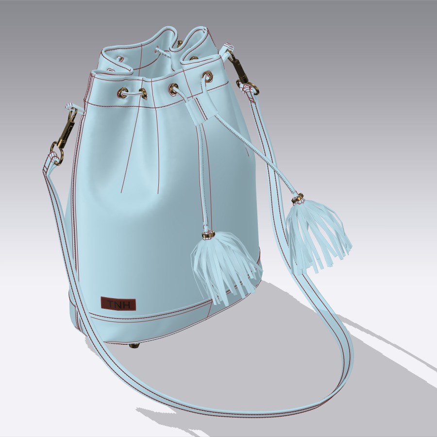 Brown Leather Bucket Bag 3D Model – PBR Textures, CLO, FBX, OBJ - View 12