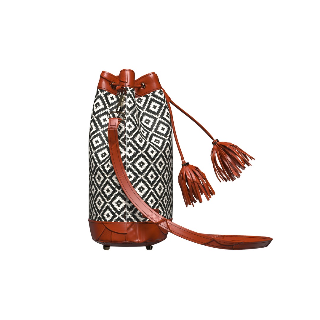 Brown Leather Bucket Bag 3D Model – PBR Textures, CLO, FBX, OBJ - View 3