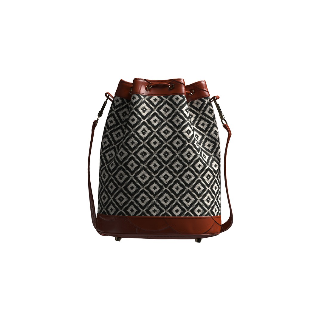 Brown Leather Bucket Bag 3D Model – PBR Textures, CLO, FBX, OBJ - View 6