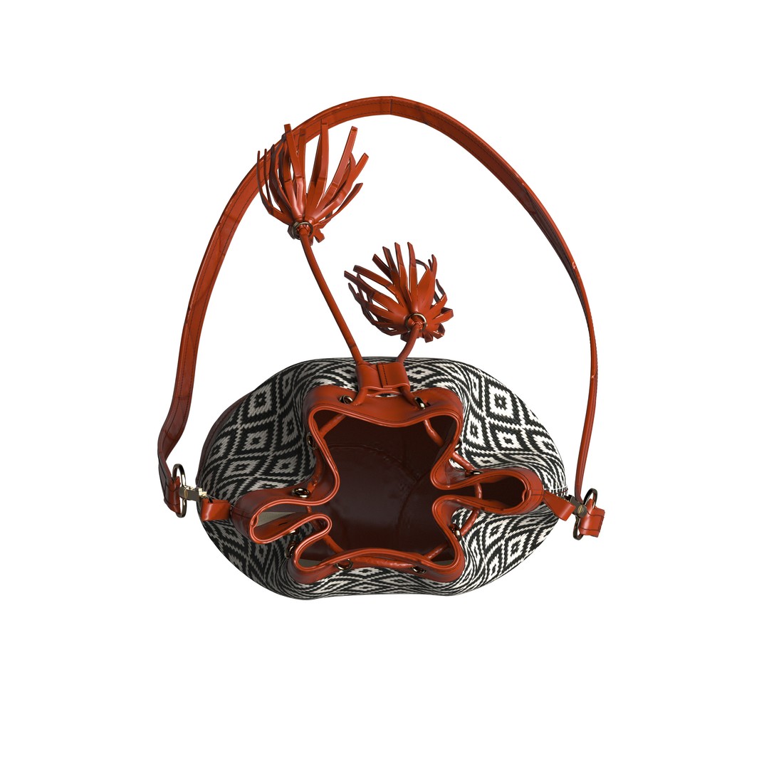 Brown Leather Bucket Bag 3D Model – PBR Textures, CLO, FBX, OBJ - View 7
