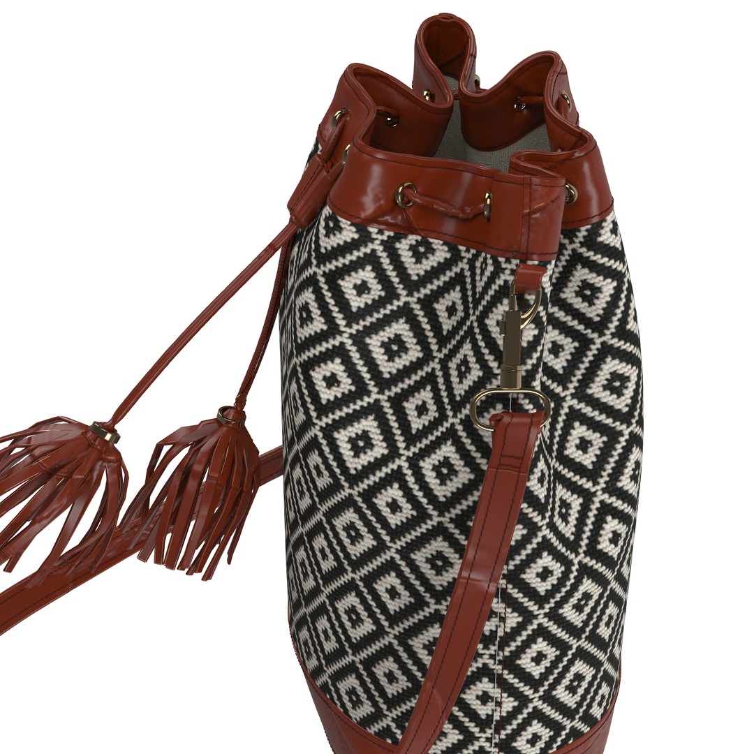 Brown Leather Bucket Bag 3D Model – PBR Textures, CLO, FBX, OBJ - View 9