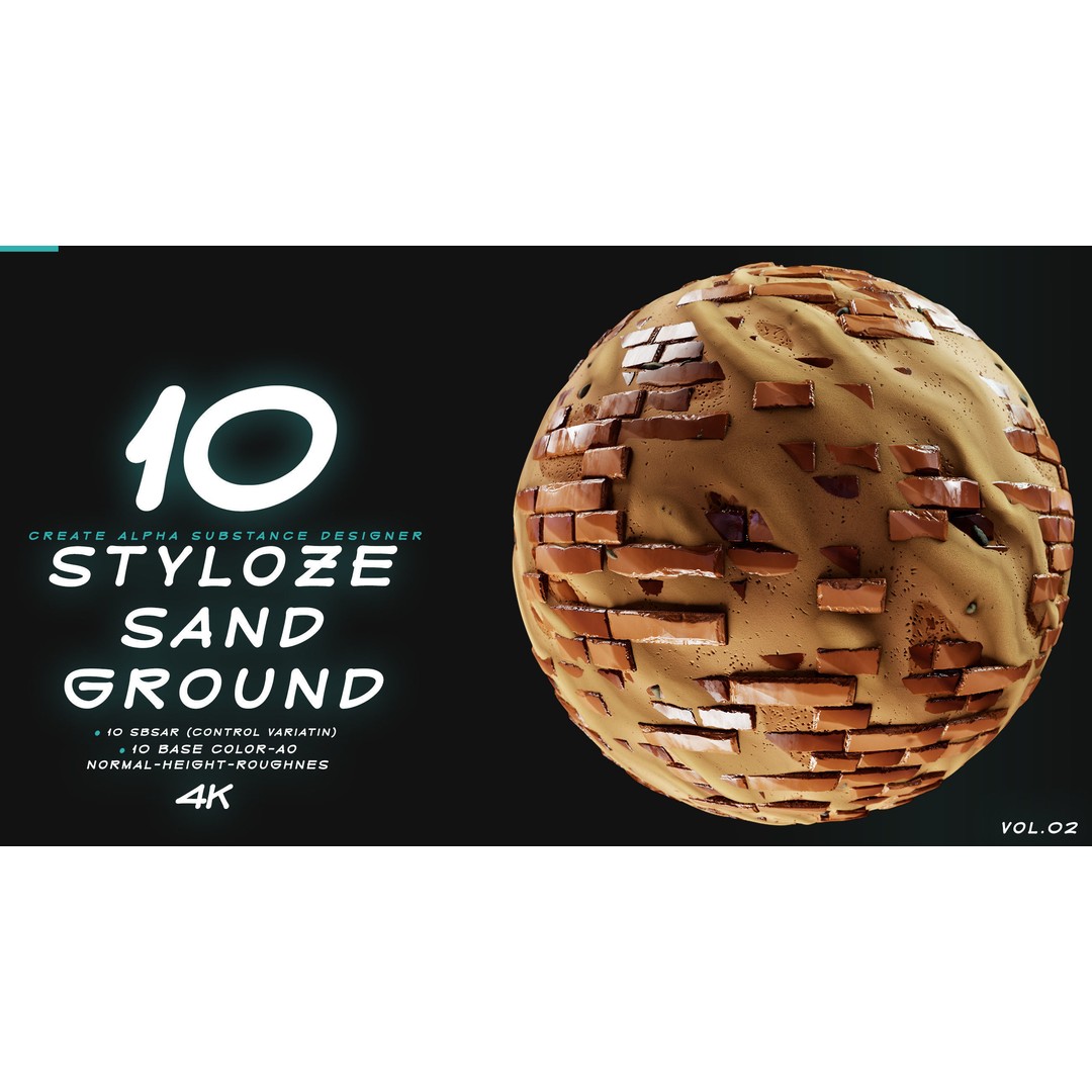 Stylized Sand and Ground 3D Model – PBR Textures, 4K PNG