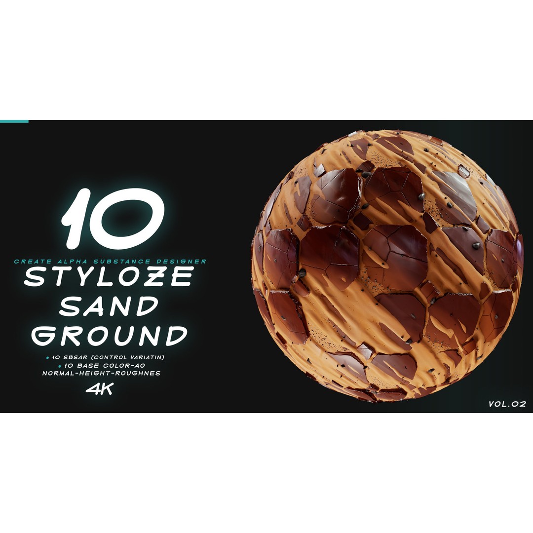 Stylized Sand and Ground 3D Model – PBR Textures, 4K PNG - View 10