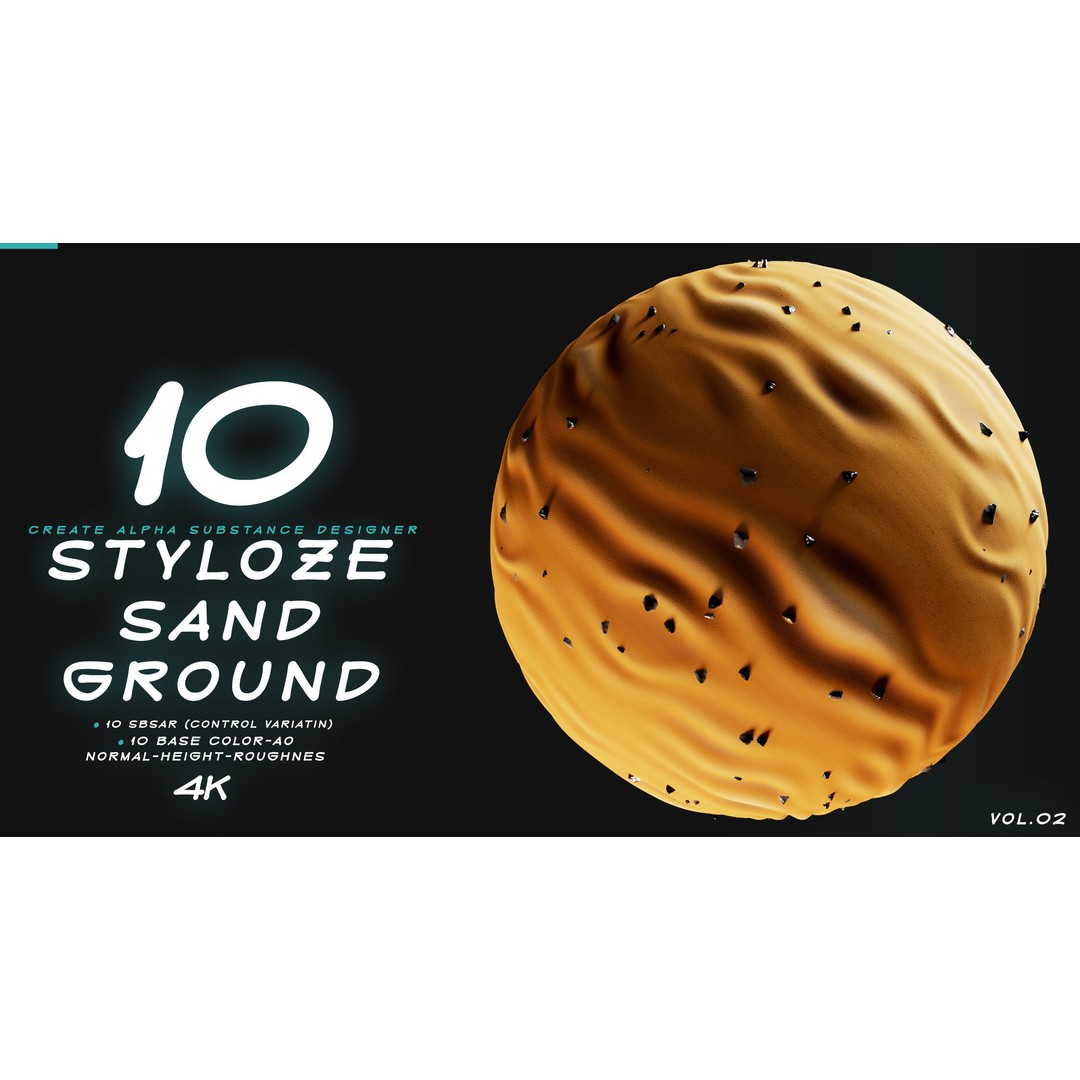 Stylized Sand and Ground 3D Model – PBR Textures, 4K PNG - View 3