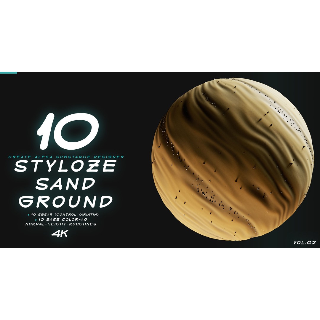 Stylized Sand and Ground 3D Model – PBR Textures, 4K PNG - View 4