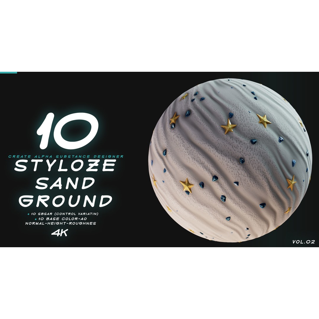 Stylized Sand and Ground 3D Model – PBR Textures, 4K PNG - View 5
