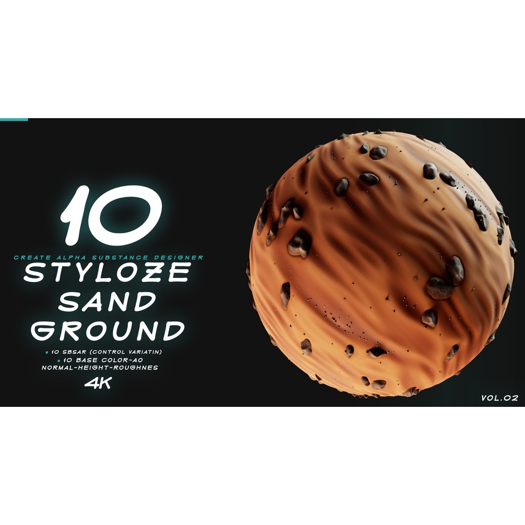 Stylized Sand and Ground 3D Model – PBR Textures, 4K PNG - View 6
