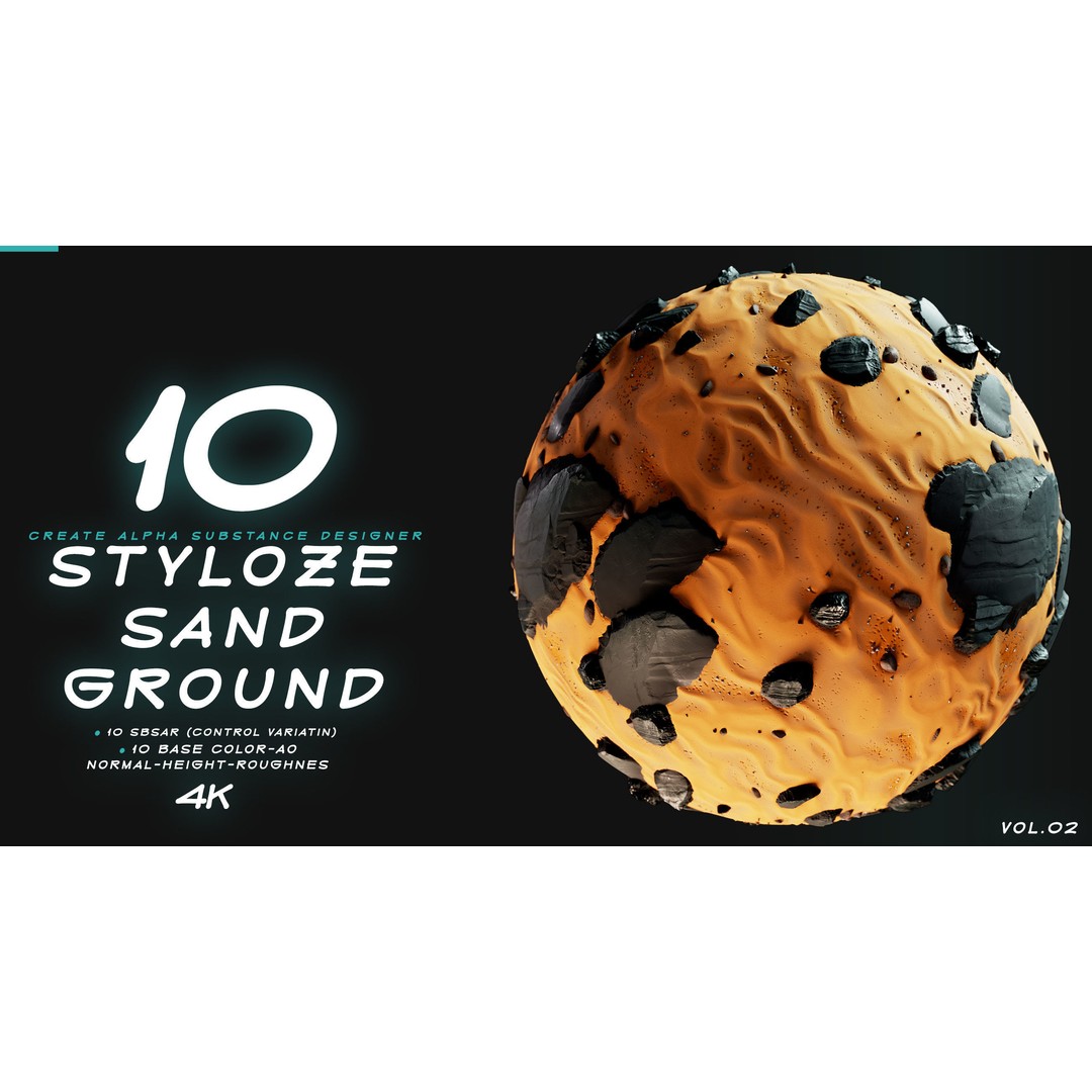 Stylized Sand and Ground 3D Model – PBR Textures, 4K PNG - View 7