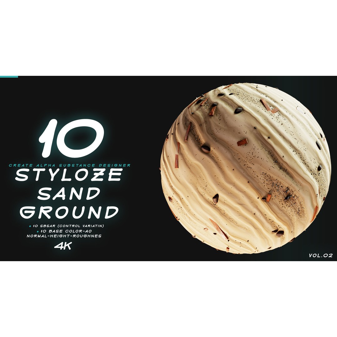 Stylized Sand and Ground 3D Model – PBR Textures, 4K PNG - View 8