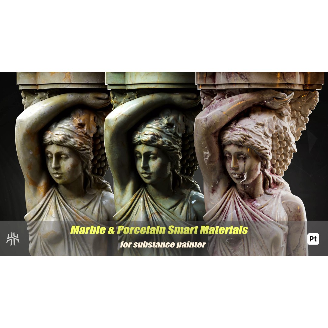 Marble and Porcelain 3D Model – Smart Materials for Substance Painter - View 2