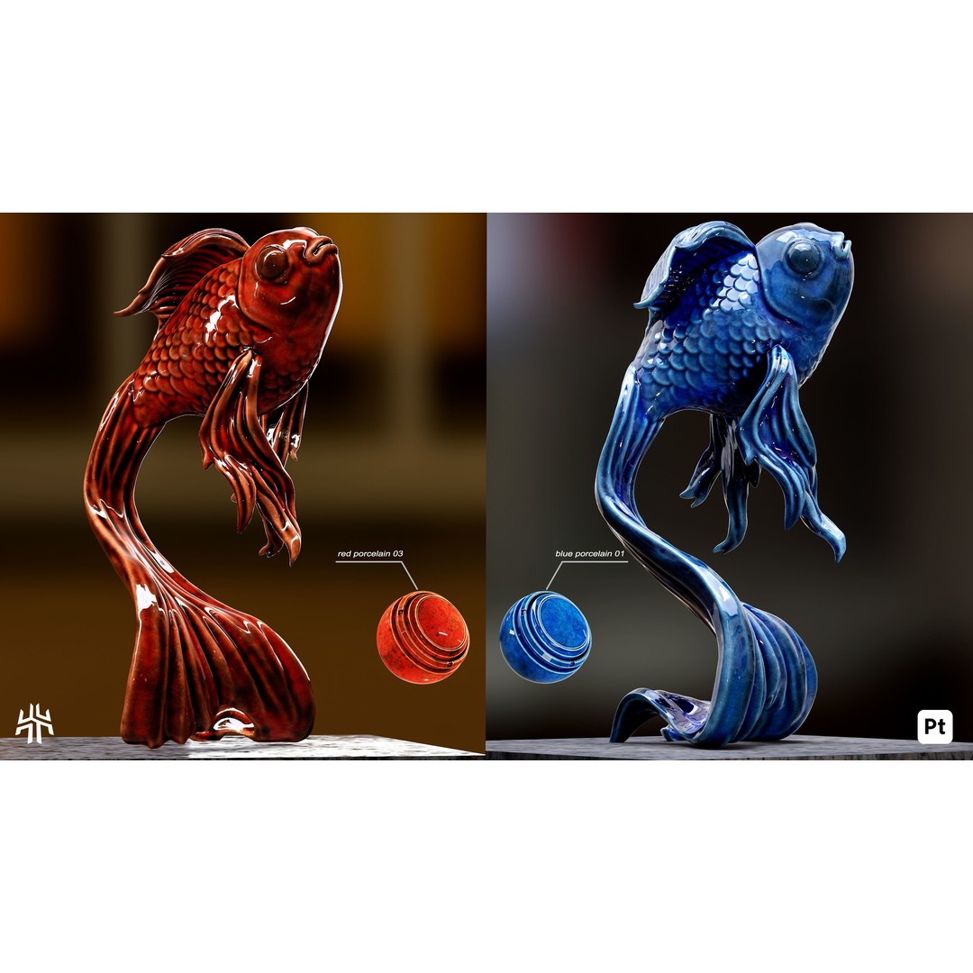 Marble and Porcelain 3D Model – Smart Materials for Substance Painter - View 3