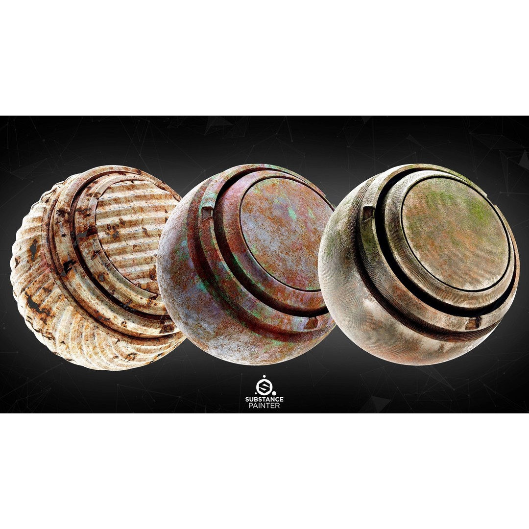 Post Apocalyptic Metal Smart Materials 3D Model – PBR Textures for Substance Painter - View 10